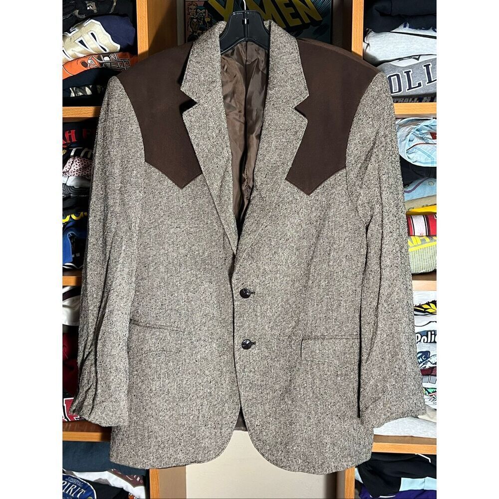 Circle S Men’s Western Yoke Tweed Silk Sport Coat Blazer 40R
